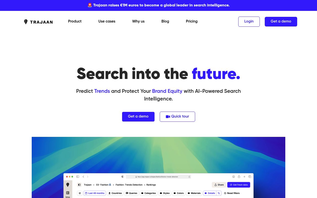 Trajaan's homepage while it was live