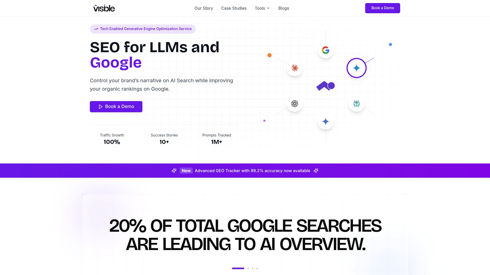 Screenshot of Visble homepage