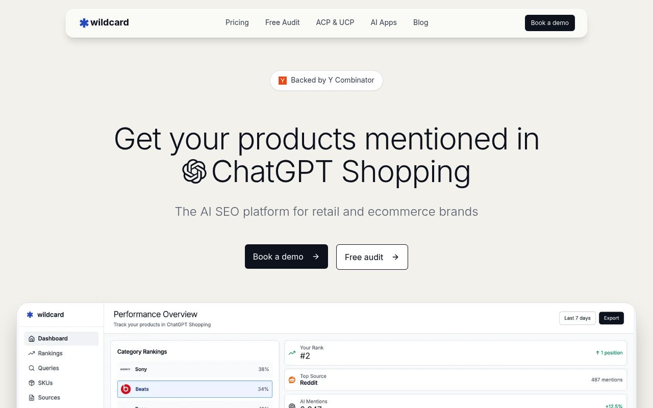 Screenshot of Wildcard homepage