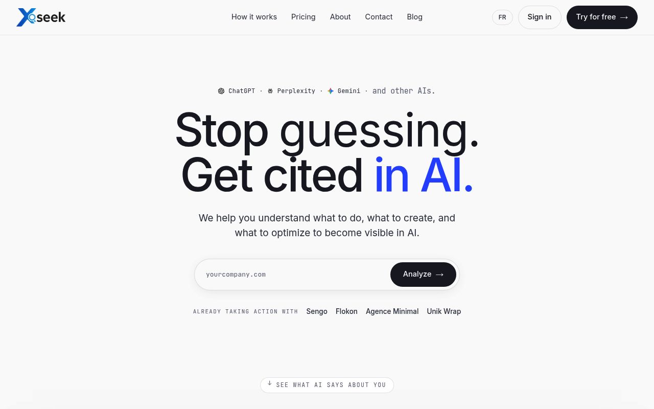 Screenshot of xSeek homepage